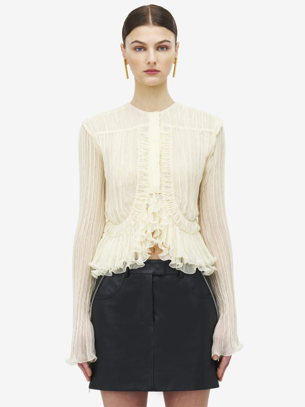 ALEXANDER MCQUEEN - Pleated Creponne Top - Item 839697QBAAA9231